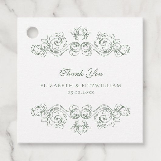 gedempt groen Lijst Dank u Bedankjes Labels (Voorkant)