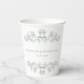 gedempt groen Lijst Dank u Papieren Bekers (Achterkant)