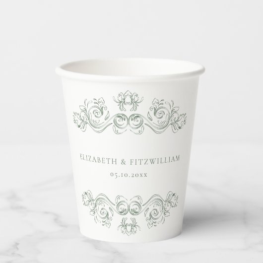 gedempt groen Lijst Dank u Papieren Bekers (Voorkant)