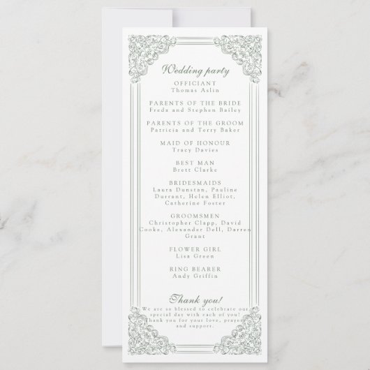 Gedempt groen Lijst Elegant Script-programma (Achterkant)