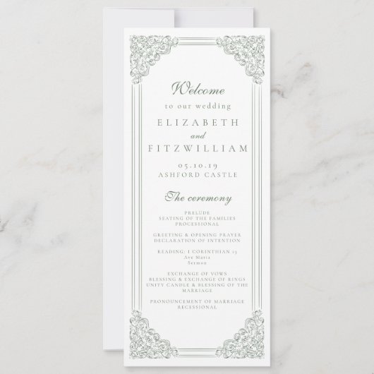 Gedempt groen Lijst Elegant Script-programma (Voorkant)