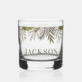 Gedempt groen met naam whisky glas (Voorkant)