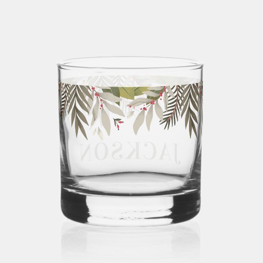 Gedempt groen met naam whisky glas (Achterkant)