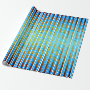 Gedempt groen, wit en Blauwgroen gestreept Cadeaupapier