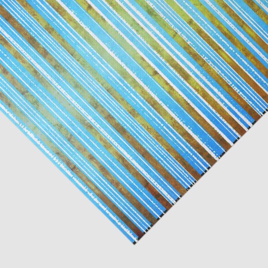 Gedempt Groen, Wit, en Blauwgroen Striped Tissuepapier (Detail)