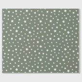 Gedempt groengrijs met sterpatroon cadeaupapier (Vlak)