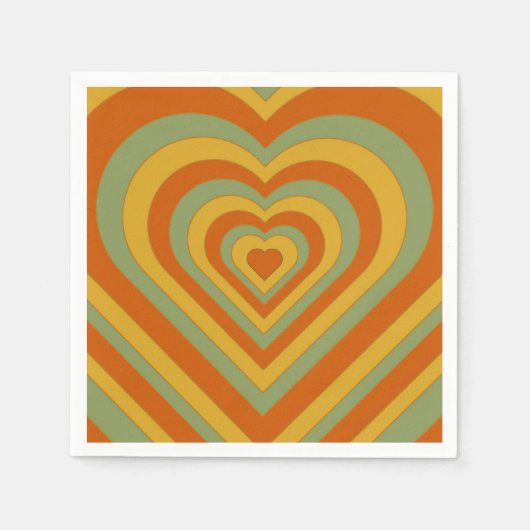 Gedempt Groovy Retro gelaagd hart Servet (Voorkant)