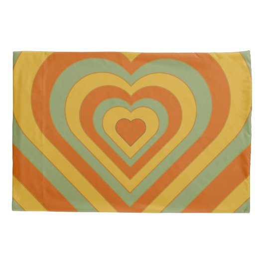 Gedempt Groovy Retro Zeven gelaagd hart Kussensloop (Achterkant-Links)