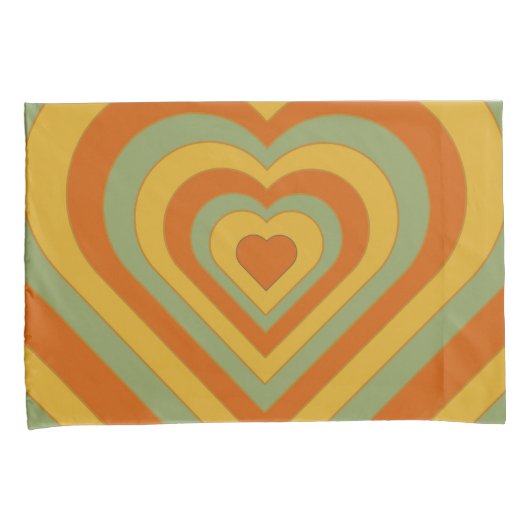 Gedempt Groovy Retro Zeven gelaagd hart Kussensloop (Voorkant-Rechts)