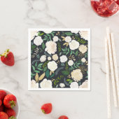 Gedempt Ivoor Bloempatroon met Groen Zwart Servet (Insitu)