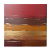 Gedempt koper, goudoker, marsala en rood tegeltje (Voorkant)