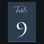 Gedempt marineblauw tafelnummer Kaart<br><div class="desc">Trendy gedempte marineblauw,  effen kleur tafelnummerkaart,  ontworpen om te passen bij ons Navy Coral Botanical Collectie.</div>