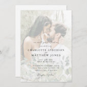 Gedempt paar foto Modern gebladerte bruiloft II Kaart (Voorkant / Achterkant)