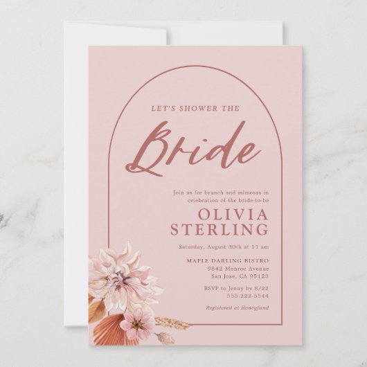 Gedempt Roos Roze Douche De Bruid Vrijgezellenfees Kaart (Voorkant)