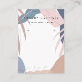 Gedempt Roze & Blauw Tropisch Blad Oorbel Display Visitekaartje (Voorkant)