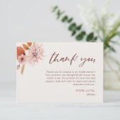 Gedempt roze bloemig Vrijgezellenfeest dank u kaar Bedankkaart (Staand voorkant)