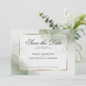 Gedempt Sage Abstract Marmer Sla de datum op Kaart (Staand voorkant)