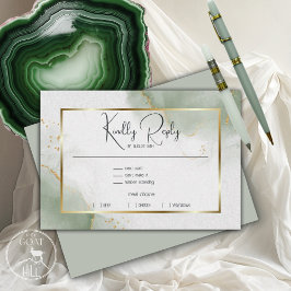 Gedempt Salie Goud Marmered RSVP Kaartje