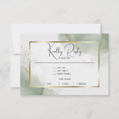 Gedempt Salie Goud Marmered RSVP Kaartje (Voorkant)