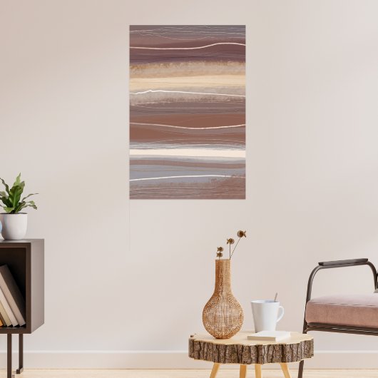 Gedempte aardetinten plum Minimalistische Abstract Poster (Woonkamer 3)