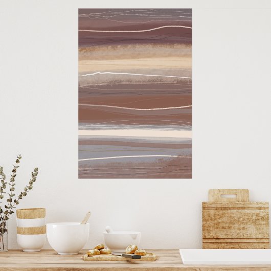 Gedempte aardetinten plum Minimalistische Abstract Poster (Keuken)