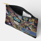 Gedempte aardse folk art patchwork quilt etui (Open)