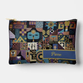 Gedempte aardse folk art patchwork quilt etui (Voorkant)