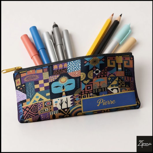 Gedempte aardse folk art patchwork quilt etui