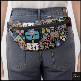Gedempte aardse folk art patchwork quilt heuptasje
