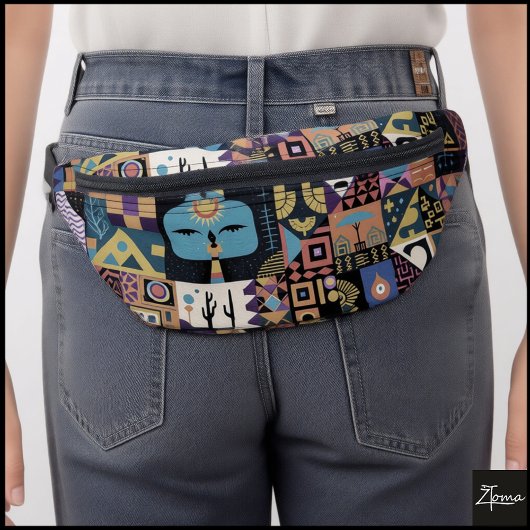 Gedempte aardse folk art patchwork quilt heuptasje