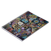 Gedempte aardse folk art patchwork quilt notitieboek (Linkerzijde)