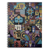Gedempte aardse folk art patchwork quilt notitieboek (Voorkant)