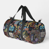 Gedempte aardse folk art patchwork quilt plunjezak (Rechterhoek)