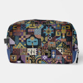 Gedempte aardse folk art patchwork quilt toilettasje (Voorkant)