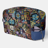 Gedempte aardse folk art patchwork quilt toilettasje (Rechterhoek)