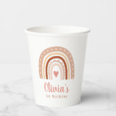 Gedempte aardse toon Boho regenboog eerste verjaar Papieren Bekers (Voorkant)