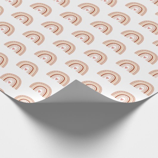 Gedempte aardse toon Boho regenboog kinderen verja Cadeaupapier (Hoek)
