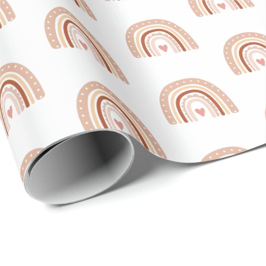 Gedempte aardse toon Boho regenboog kinderen verja Cadeaupapier (Rol Hoek)