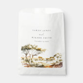 Gedempte aardse Waterverf Afrikaans Landschapsbrui Bedankzakje (Voorkant)