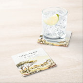 Gedempte aardse Waterverf Afrikaans Landschapsbrui Kartonnen Onderzetters (Insitu)