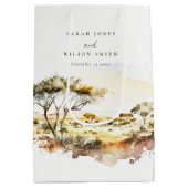 Gedempte aardse Waterverf Afrikaans Landschapsbrui Medium Cadeauzakje (Achterkant)