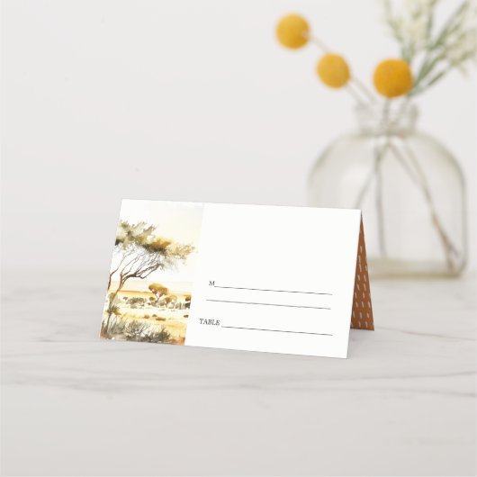 Gedempte aardse Waterverf Afrikaans Landschapsbrui Plaatskaartje (Achterkant)