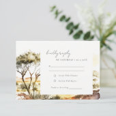 Gedempte aardse Waterverf Afrikaans Landschapsbrui RSVP Kaartje (Staand voorkant)