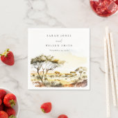 Gedempte aardse Waterverf Afrikaans Landschapsbrui Servet (Insitu)