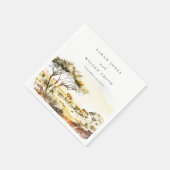 Gedempte aardse Waterverf Afrikaans Landschapsbrui Servet (Hoek)