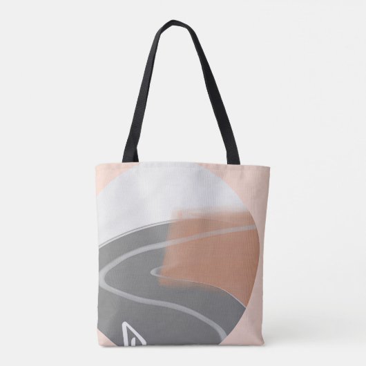 Gedempte aardtinten zon minimalistische kunst tote bag (Achterkant)