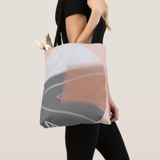 Gedempte aardtinten zon minimalistische kunst tote bag (Dichtbij)