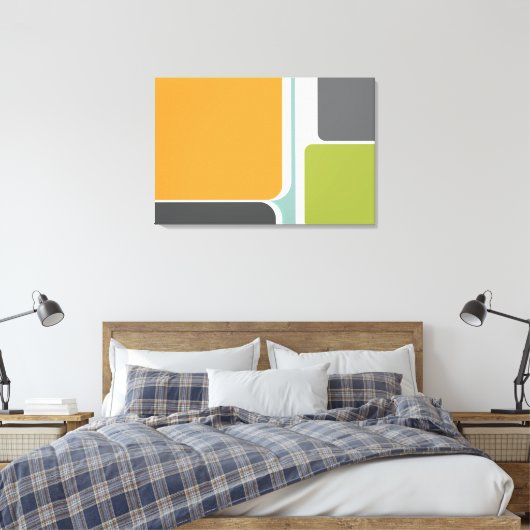 Gedempte abstracte retro kleur blokkunst geometris canvas afdruk (Insitu (Slaapkamer))