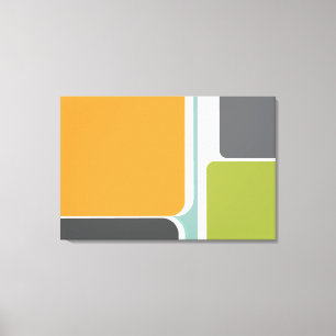 Gedempte abstracte retro kleur blokkunst geometris canvas afdruk