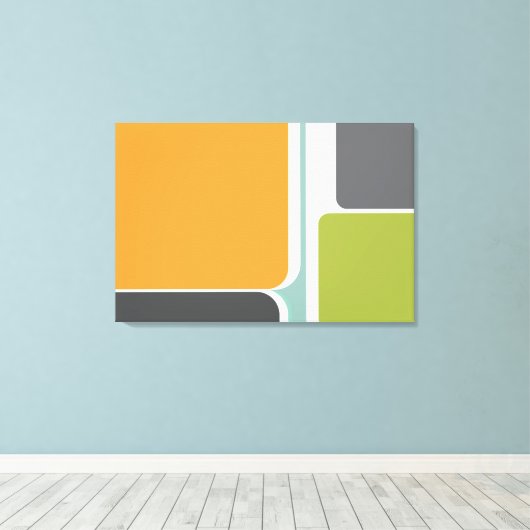 Gedempte abstracte retro kleur blokkunst geometris canvas afdruk (Insitu (Houten vloer))